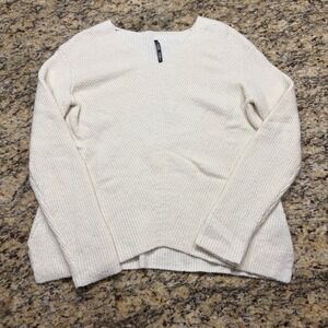 Kuhl Womens Merino Wool Blend V-Neck Ribbed Knit Sweater Cream White Medium ws